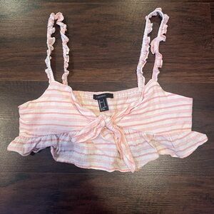 Forever 21 Pink and White Striped Crop Top
